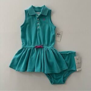 Ralph Lauren 6 Months Baby Girl Aqua Polo Dress Spring Summer NWT